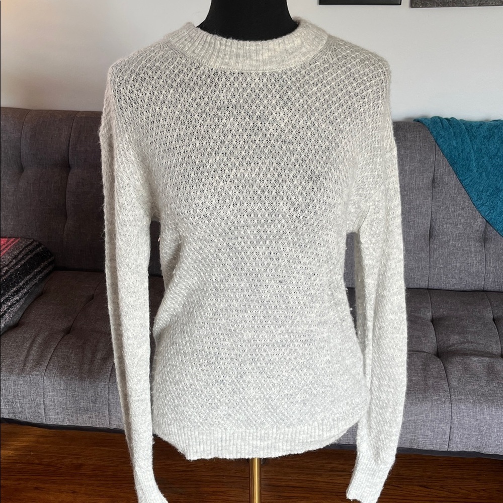 Quince Cream Crew Neck Sweater wool nylon and alpaca blend size Small